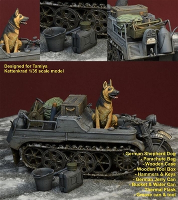 D-Day 35197 - WWII Luftwaffe Kettenkrad Accessories with German Shepherd Dog