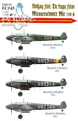 EagleCals EC#32-045 - Wolfgang Falck, The Happy Falcon (Messerschmitt Me 110s)