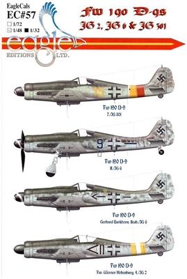 EagleCals EC#32-057 - Fw 190 D-9s (JG 2, JG 6, JG 301)