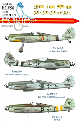 EagleCals EC#32-058 - Fw 190 D-9s (JG 2, JG 4, JG 26, JG 51)