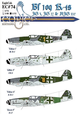 EagleCals EC#32-074 - Bf 109 K-4s (JG 3, JG 27 & NJG 11)