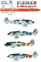 EagleCals EC#48-011 - Fw 190 A-8's and A-9's (JG 1, JG 54 & JG 301)