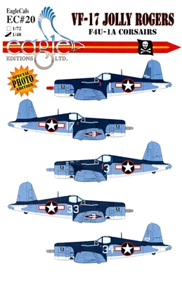 EagleCals EC#48-020 - VF-17 Jolly Rogers, F4U-1A Corsairs