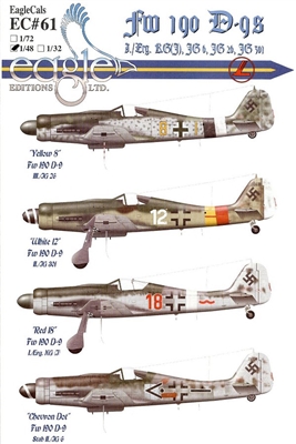 EagleCals EC#48-061 - Fw 190 D-9s (I/Erg. KG(J), JG 6, JG 26, JG 301)