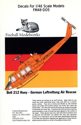 Fireball Modelworks FM48-D05 - Bell 212 Huey - German Luftrettung Air Rescue