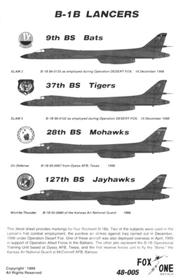 Fox One Decals 48-005 - B-1B Lancers