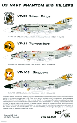 Fox One Decals 48-009 - US Navy Phantom MiG Killers