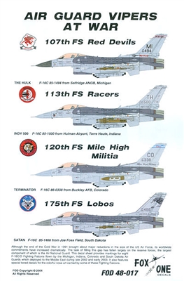 Fox One Decals 48-017 - Air Guard Vipers at War