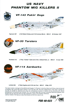 Fox One Decals 48-023 - US Navy Phantom MiG Killers II