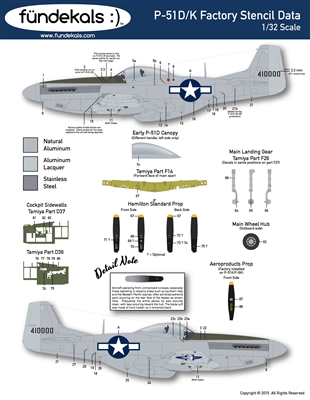 Fundekals 32-001 - P-51D/K Factory Stencil Data