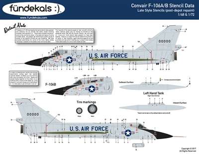 Fundekals 48-010 - Convair F-106 Delta Dart Stencils