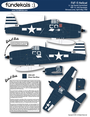 Fundekals 48-A02 - F6F-5 Hellcat (Lt. (jg) Daniel Carmichael)