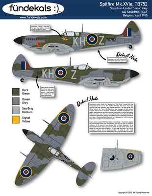 Fundekals 48-A04 - Spitfire Mk XVIe, TB752 (Squadron Leader "Hank" Zary)
