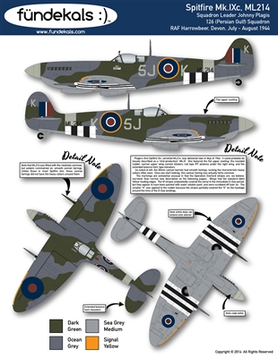 Fundekals 48-A07 - Spitfire Mk IXc, ML214 (Squadron Leader Johnny Plagis)