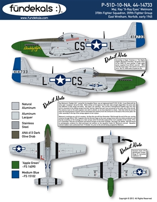 Fundekals 48-A11 - P-51D-10-NA, 44-14633 "Daddy's Girl" (Maj. Ray "X-Ray Eyes" Wetmore)