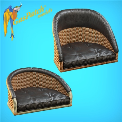 GasPatch 22-32247 - British Wicker Seat Full Back - Short With Small Leather Pad and Tall With Big Leather Pad