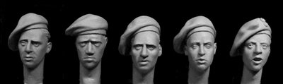 Hornet Heads HBH19 - British Late WW2 Heads with Berets with Option for Polish Paratroops
