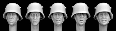 Hornet Heads HGH09 - Heads Wearing M18 German Steel Helmet (WW1 to WW2)