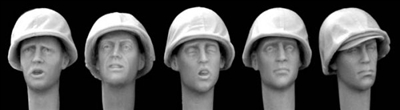 Hornet Heads HUH06 - Heads with Early Type USMC M1 Helmet and Cover WW2