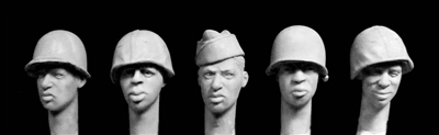 Hornet Heads HUH10 - Black US Soldiers (4 with M1 Helmets, 1 with Overseas Cap)