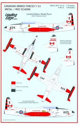 Leading Edge 48.15 - Canadian Armed Forces T-33 (Metal / Red Scheme)