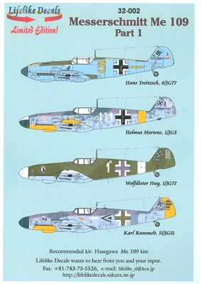 Lifelike Decals 32-002 - Messerschmitt Me 109, Part 1