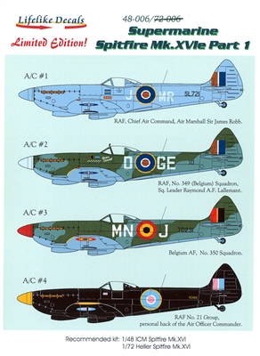 Lifelike Decals 48-006 - Supermarine Spitfire Mk. XVIe Part 1