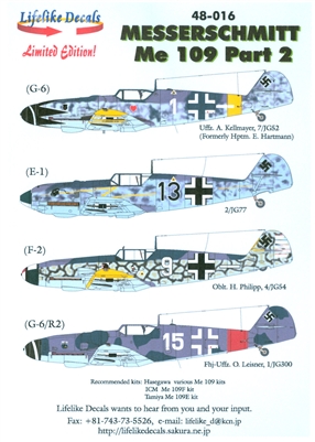 Lifelike Decals 48-016 - Messerschmitt Me 109, Part 2
