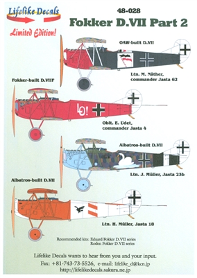 Lifelike Decals 48-028 - Fokker D.VII, Part 2