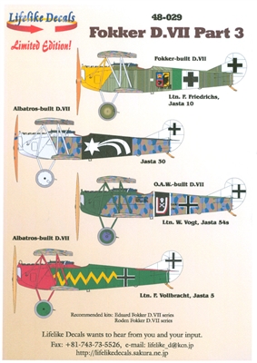 Lifelike Decals 48-029 - Fokker D.VII, Part 3