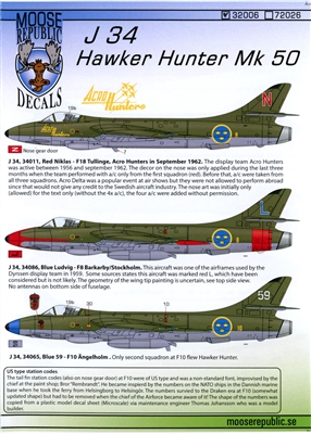 Moose Republic 32006 - J 34 Hawker Hunter Mk 50