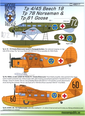 Moose Republic 48017 - Tp 4/45 Beech 18, Tp 78 Norseman & Tp 81 Goose