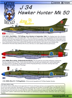 Moose Republic 72026 - J 34 Hawker Hunter Mk 50