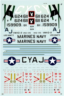 Microscale 48-0154 - EA-6B's (Marines VMAQ-2 Navy USS Nimitz VAQ-135)