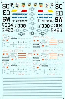 Microscale 48-0230 - F-16B, 363 TFW (Wing Commanders A/C); F-16A's, 157 TFS S. Carolina ANG