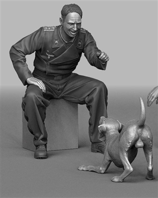 Panzer Art FI35-072 - German Tank Officer Playing with Puppy