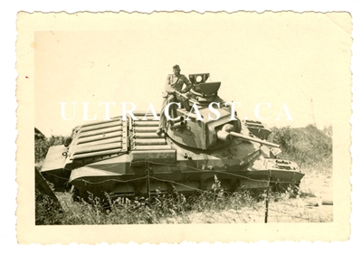 British Matilda Tank T6735 GALAHAD, abandoned near Arras France, 1940, Original WWII Photo