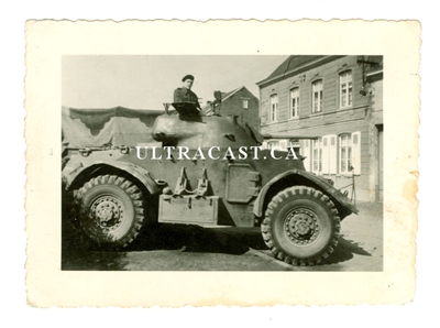 British Crewmen in Staghound Armoured Car, April 1945, Original WWII Photo