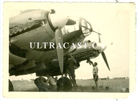 Heinkel He-111 Undergoing Maintenance with Ground Crew, Original WW2 Photo