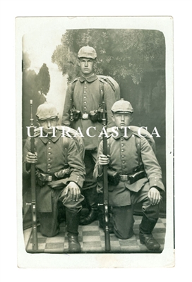 3 Young German Soldiers, Portrait Photo Card, Original WW1 Photo