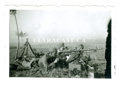 German Soldiers Firing an MG34 on Tripod with Optics, Original WW2 Photo