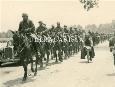 Column of French Cavalry Riding to Captivity as POWs, France 1940, Original WW2 Photo