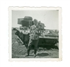 German Soldier and Destroyed Panzer III, Original WW2 Photo