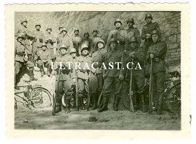 German Soldiers with Bicycles Armed with Mannlicher M1895 Rifles, 1940, Original WW2 Photo