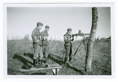 German Soldiers Firing a Captured French FM 24/29 Machine Gun on Anti-Aircraft Tripod, 2 Original WW2 Photos