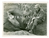 German Soldiers Sitting on Slit Trench, Original WW2 Photo