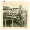 German Soldier with Table Full of MG34 Parts, Multiple Barrels, Original WW2 Photo