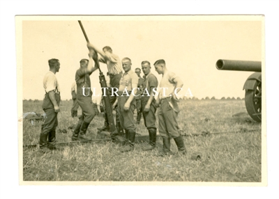 Crewman Setting up 21 cm Artillery Gun in Firing Position, Original WW2 Photo