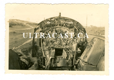 Cab of Destroyed Polish Steam Locomotive, 1939, Original WW2 Photo