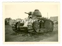 Wreckage of French Char B Tank Named "Glorieux" No. 236, France 1940, Original WW2 Photo